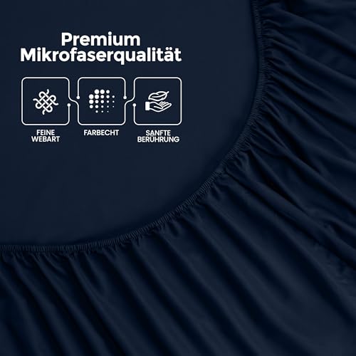 Utopia Bedding - Spannbettlaken 140x200cm Bis 30 cm - Marineblau - Oeko-Tex Zertifiziertes - Gebürstete Mikrofaser Spannbetttuch 6