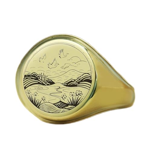 Bague paysage japonais anti-allergie, bague ronde en argent 925 pour peau sensible