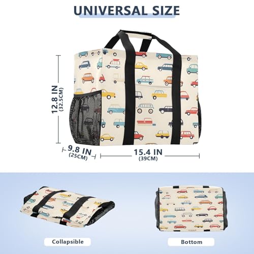 Nander Cartoon Car Reusable Grocery Bags,Large Grocery Tote Bag Water Resistant Shopping Bags Foldable Grocery Bag for Clothes,Shoes and Picnic2