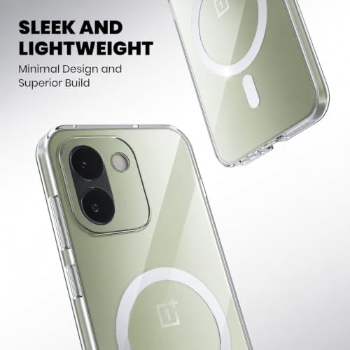 Image of DIZORO Crystal Clear Magnetic Compatible with Oneplus 15 Back Cover case with Anti-Yellow (Compatible with Magsafe) Anti-Scratch | Shockproof Transparent Cover