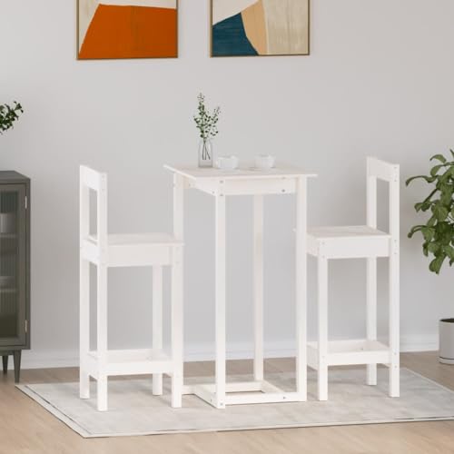 Mesa de bar con 2 sillas de bar de pino maciza 60x60x110 cm