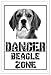 CARTELLO ATTENTI AL CANE - Danger BEAGLE zone - Con Adesivo in Vinile e Pannello in Forex (Adesivo)