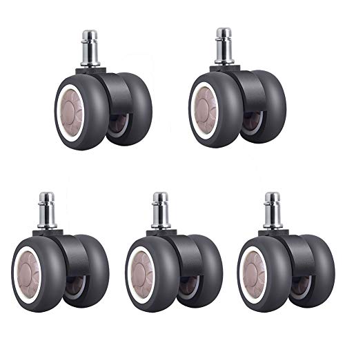 2 Pollici Rotelle per Sedie Ufficio, Rotelle di ricambio in gomma TPR, rotella silenziosa a doppio cuscinetto girevole a 360 °, per pavimenti in legno, moquette, piastrelle - 5 pezzi (D'oro)