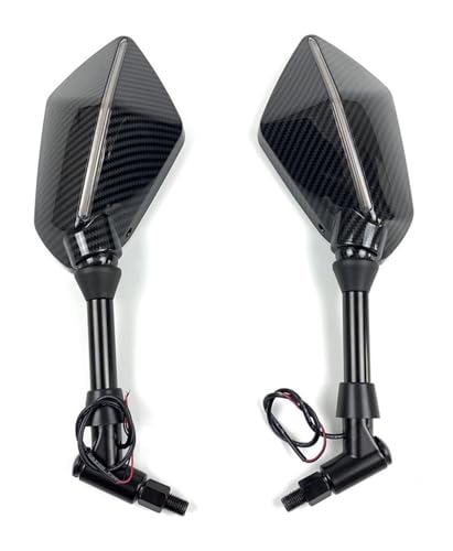 Rétroviseurs 10mm carbone avec éclairage pour moto Ninja Z750 Z800 Z900