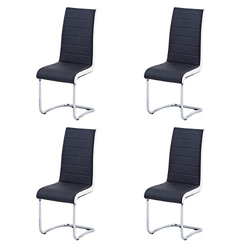 Buy Enjowarm Dining Chairs Set of 4 Black White Sides Faux Leather