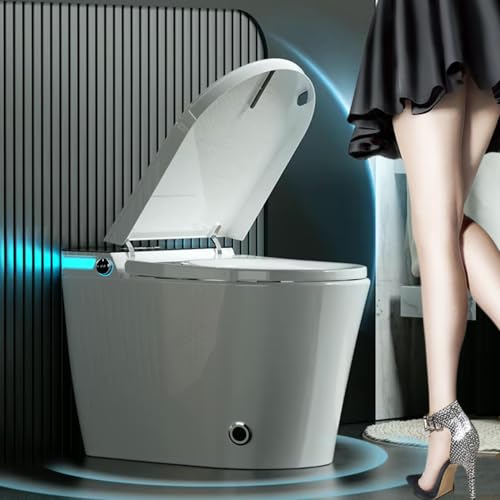 Electric Bidet Smart Toilet, Auto Open/Close Lid & Seat with Radar and Foot Sensor, Water Tank Built In, Auto Flushing, 8 Modes Water Wash,Warm Air Dryer, Foam Shield. 20-year warranty. (TD-76EV)