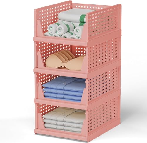 Rylan Clothes Organizer for Wardrobe Cupboard Organizer for Clothes Foldable and Stackable Closet Organizer Drawer Organizer for Clothes Multi Purpose Plastic Shirts Tops (Pink Pack of 1) (B0D3V6F35B) Amazon Price History, Amazon Price Tracker