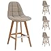 Owen-Chaise de Bar Scandinave Tissu Lin Pied Hêtre (X4)