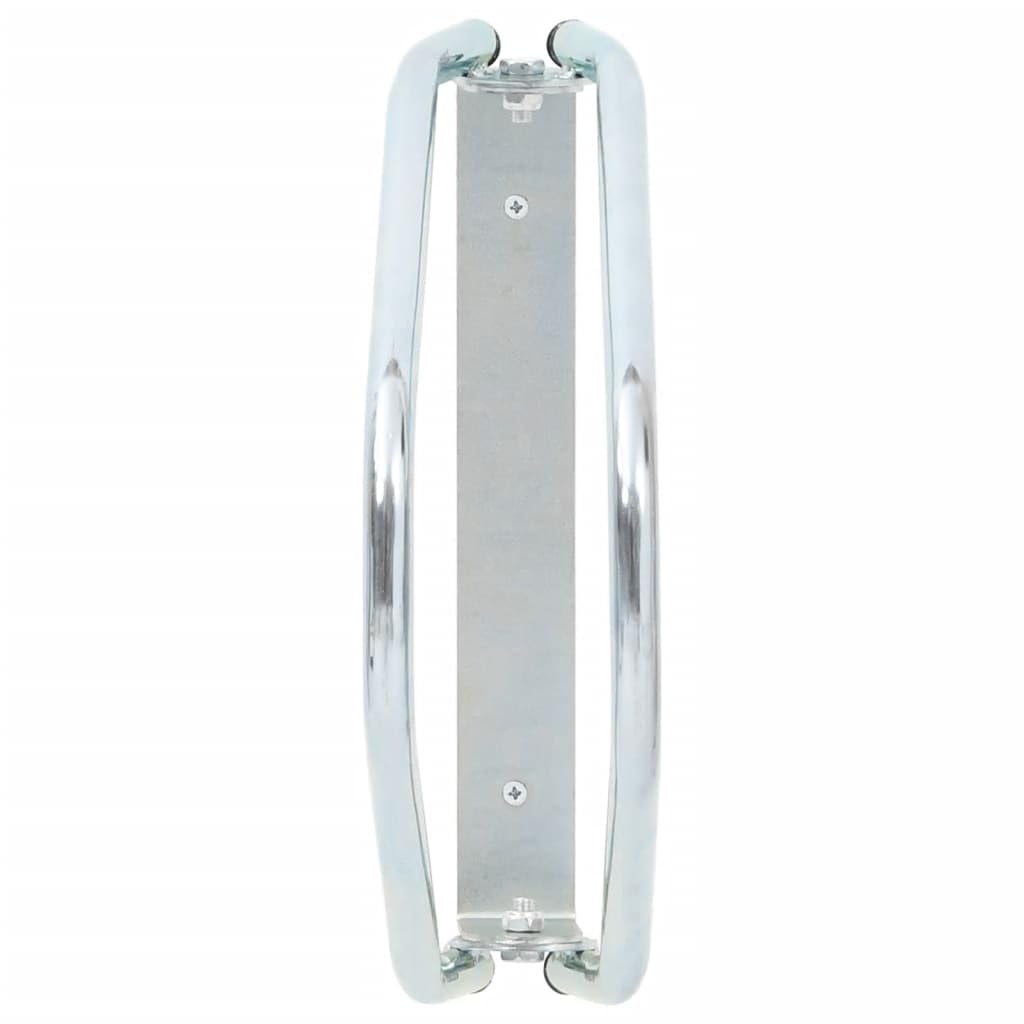 2 soportes para bicicleta de acero galvanizado, 180°, ajustable para neumáticos de hasta 6 cm, color plateado, con material de fijación para garaje, sótano, taller y patio