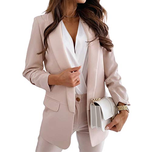 maiduoduo01 Blazer feminino de outono com manga comprida, lapela de cor sólida formal para trabalho