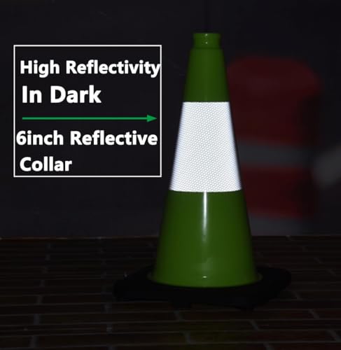 Image of BESEA 4 Pack 18 Inch Green Traffic Cones with Wide Stable Base