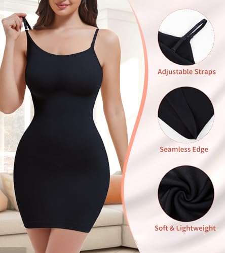 Image of Shapewear Slips for Under Dresses, Full Slip Dress for Women Tummy Control Body Shaper Seamless Shaping Dress