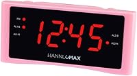 Vista 8 de HANNLOMAX Radio despertador HX-151CR, radio PLL AM/FM, alarma dual, pantalla LED roja de 1.2 pulgadas, solo operación de CA. (gris plateado)