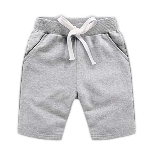 DCUTERQ Boys Girls Cotton Shorts Summer Knee Length Solid Sport Jogger Pants Drawstring Sweatpants for Kids Toddler 1-8 Years