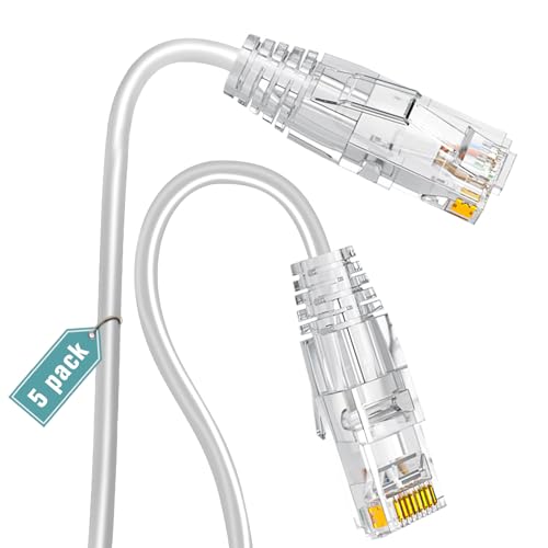 Ercielook Cat6a Patchkabel 0,2m (5 St&uuml;ck), Cat6a Lan Kabel Wei&szlig;, 10Gbps 550Mhz Hochgeschwindigkeits Netzwerkkabel, 28AWG reines Kupfer kurzes Ethernet-Kabel f&uuml;r Patch-Panel/Netzwerkschrank