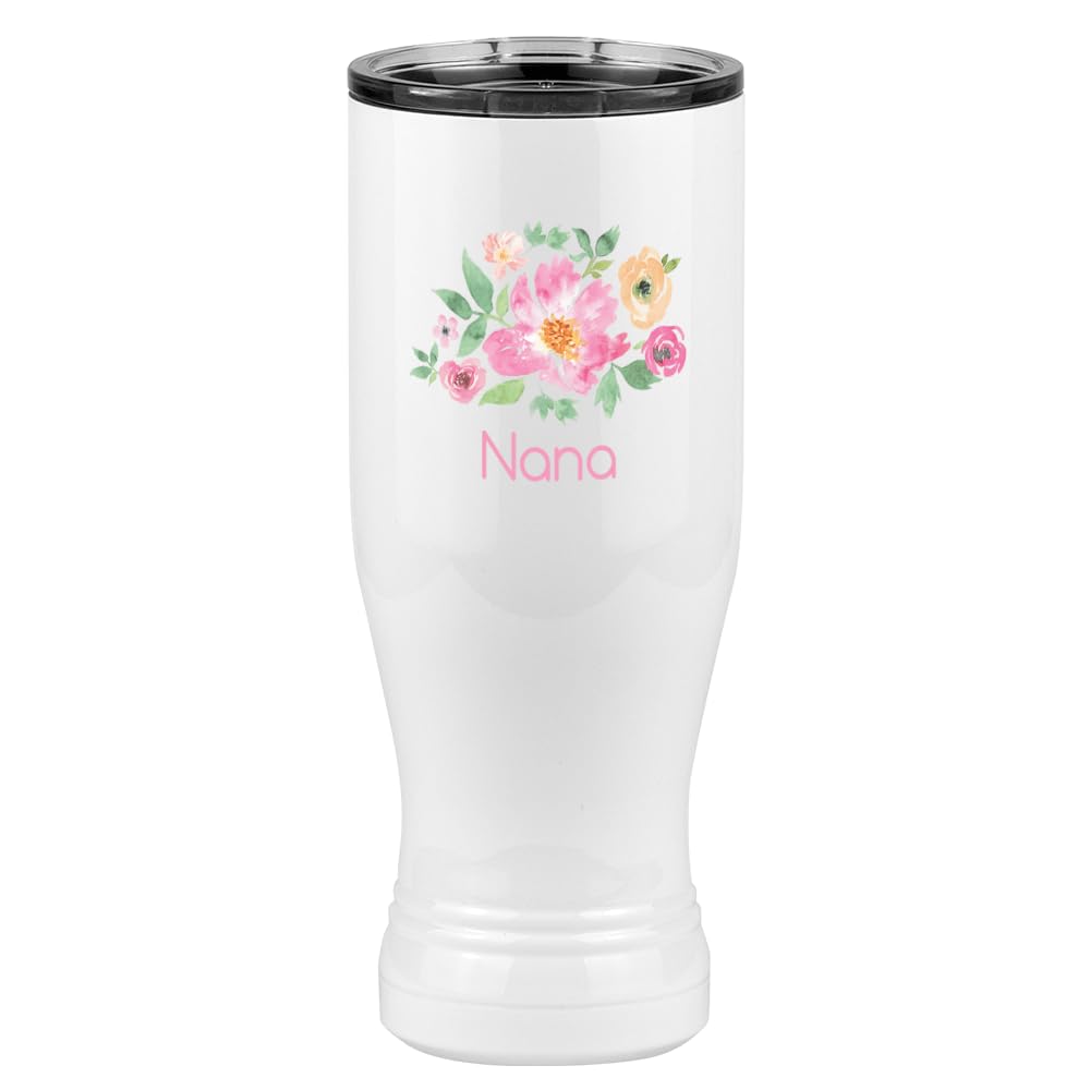 Just So Posh Nana Flowers Tumbler, Pilsner Tumbler with Lid, White 20 oz Polar Camel, Stainless Steel, Vacuum Insulated