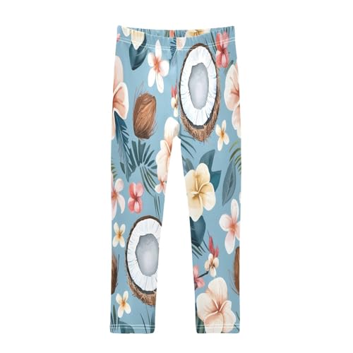 Bolaz Toddler Girls Leggings Printed Yoga Pants Leggings Magic Coconut Tropical Flowers for Kids