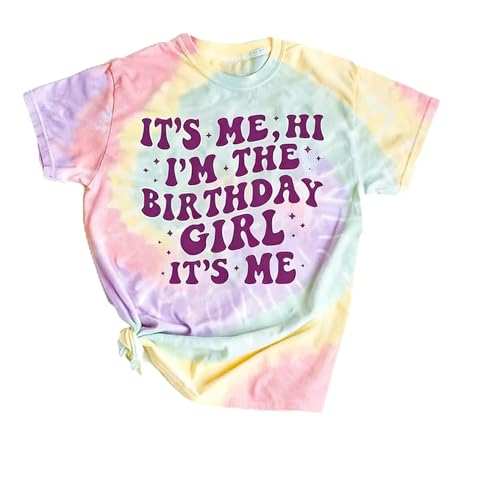 Birthday Girl Shirts Its Me Hi Im The Birthday Tie Dye T-Shirt Birthday Party Tops Purple