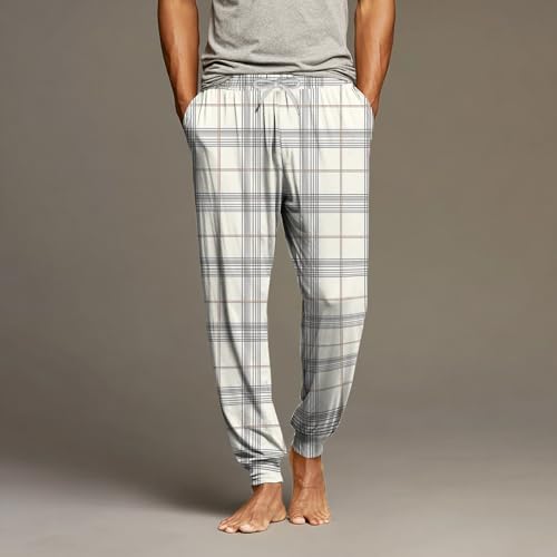 WANZZXCSL Mens Pajama Pants Drawstring Elastic Waist Lightweight Comfy Pants Baggy Casual Wide Leg With Pockets Loungewear2