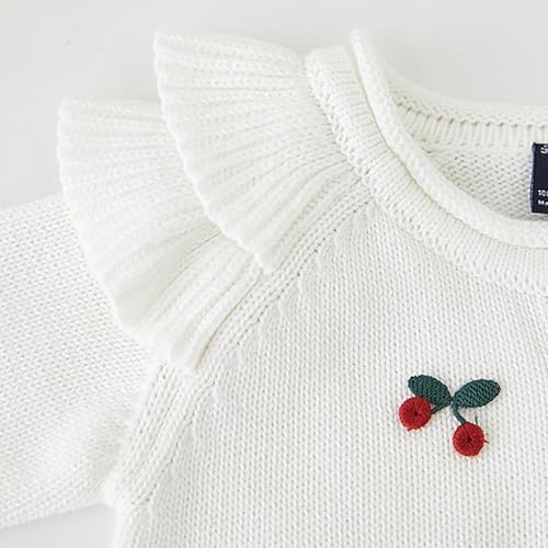 Baby Girls Knit Button Sweater Cherry Embroidery Long Sleeve Single Breasted Cardigan Fall Winter Cute Coat4