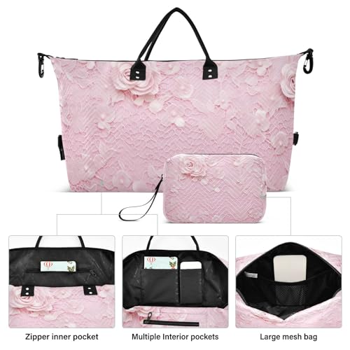 Large Travel Duffel Bag, Floral Beautiful Sports Tote Gym Bag, Shoulder Weekender Overnight Bag for Women Men, Carry On Luggage with Toiletry Bags2