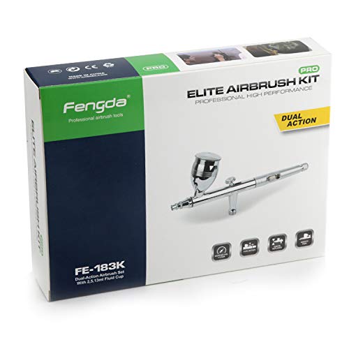 Timbertech Multi-Purpose Airbrush Set, Ag-183K Dual-Action Gravity Feed Airbrush Kits With 0.3/0.5/0.8Mm Needles, 2/5/13Cc Fluid Cup For Cake Decorating, Painting, Tattoo, Models Art #TOP6