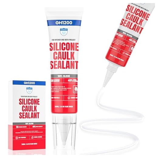GH1200 White Silicone Sealant - 150 ML/5 FL Oz Waterproof Sealant for Kitchen & Bathroom - Shrink & Crack Proof Silicone Caulk - Indoor & Outdoor Use Sealant - Strong Formula Silicone Adhesive Tube