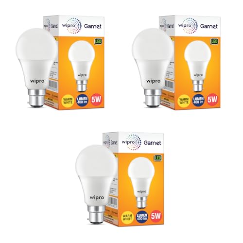 Wipro Garnet Base B22 5-Watt LED Bulb (Pack Of 3, Warm White) For Rs. 189 @ 69 % Wipro Garnet Base B22 5-Watt LED Bulb (Pack Of 3, Warm White) For Rs. 189 @ 69 %