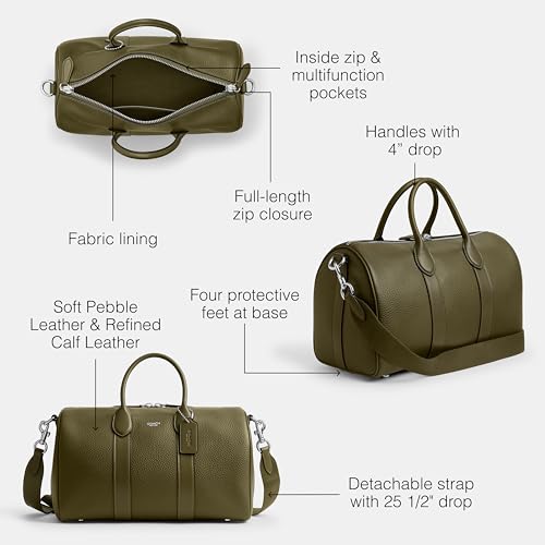 Coach Men's Compass 35 Bag in Pebble Leather, Olive3