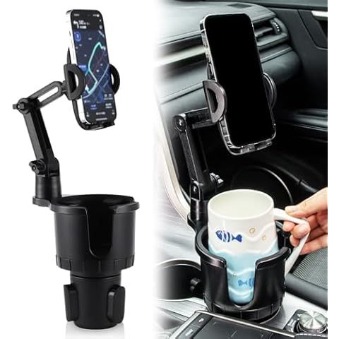 Amiss Cup Holder Cell Phone Mount for Car with 360°Rotation - Expander Organizer with Adjustable Base, Cell Phone Accessories Compatible with iPhone, Samsung & All Smartphones Cover