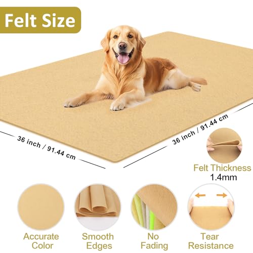 Image of XSEINO Tan Large Felt Fabric 36 inch X 36 inch(1 Square Yard), 1.4 mm Thick Soft Felt Fabric Sheet for Crafts, Yellow Series Colors Soft Nonwoven Fabric, Fit for Decoration, Sewing, DIY Crafts