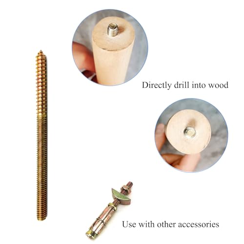 Image of 8 Pack 5 /16-18x 5 Inch Hanger Bolts 5 /16-18 inch Double Headed Bolts 5 /16 Wood Dowel Screw Self-Tapping Screw Hanger Bolts for Furniture Screws Double Screw Threaded Rods Bolt 127mm Length