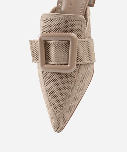 Image of NEWBELLA Women's Flat Pointed Toe Mules, Apricot