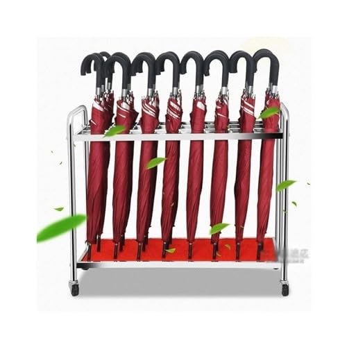 Porte-parapluies avec roue universelle support de sol argent - 5