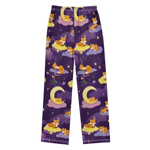 Dreamy Fox Pattern Pajama Pants Elastic Waist Lounge Pajama Bottoms Long Pj Pants with pockets2