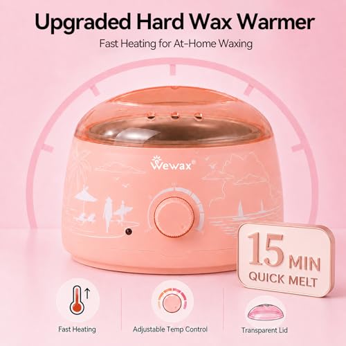 Image of Waxing Kit for Hair Removal - Beginner Friendly Wax Warmer with 6 Bags Hard Wax Beans Freesia & Milk & Aloe, Ideal for Body, Bikini, face, Home Salon Use - Pink Beach