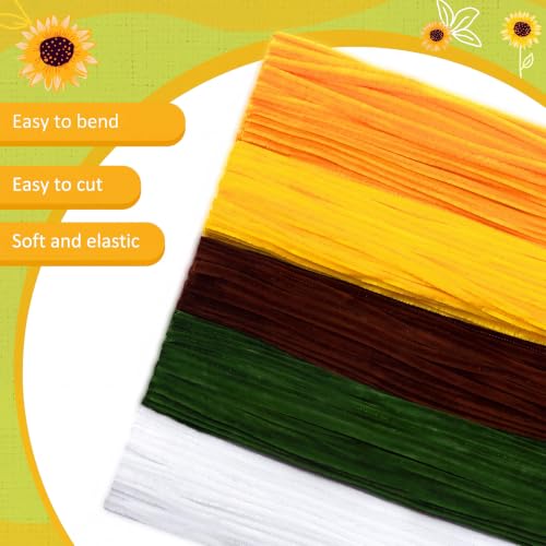 Image of Peryiter 500 Pcs Pipe Cleaners for DIY Flower Bouquets, Chenille Stems for Graduation Bouquet Crafts, Fuzzy Sticks for Handmade Flowers, DIY Gift, Art Projects(Sunflower Color,12 Inch)