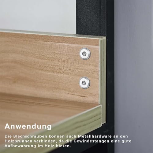 Dayalo 40 Stück Selbstschneidende Schrauben, Edelstahl Flachkopf Innensechskantschrauben Bohrschrauben, Blechschrauben M5,5 x 16mm, Mit Innensechskantbohrer