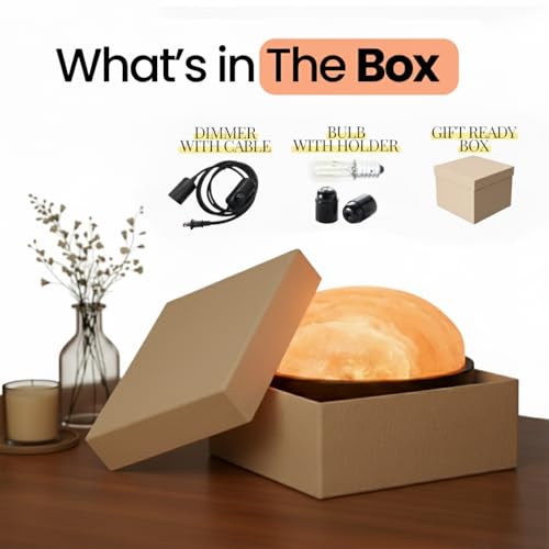 Himalayan Natural Salt Lamp Dome Shape – 8 Inch Detox Lamp for Foot and Hands, with Dimmer Switch, Handcrafted for Relaxation & Wellness by Generic - Image 9