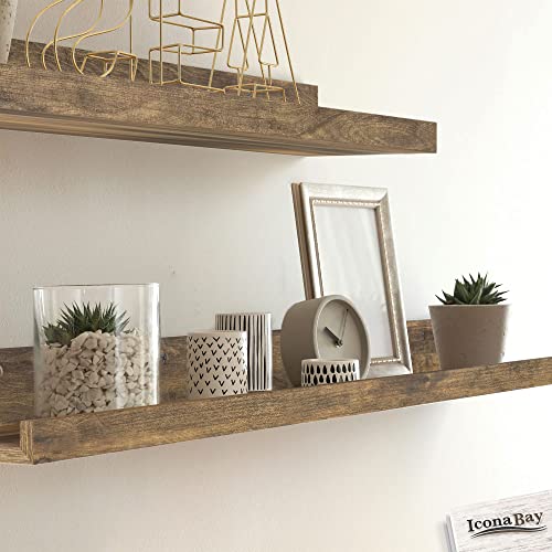 Icona Bay 36 Inch Floating Shelves For Wall, Set Of 3 In Walnut Brown, Modern Rustic Style, Wall Mounted Display Shelves, Picture Ledges #TOP4