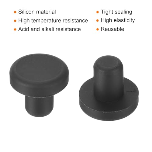Image of uxcell High Temp Silicone Plug Mount Dia 7mm /0.28 inch t Shaped Rubber Stopper Hole Plugs for Powder Coating Plating Waterproof Plugs Sealing Plugs Black Pack of 36(OD 13.5mm)