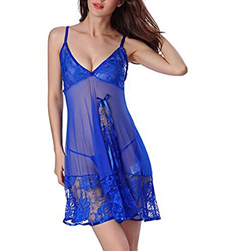 Lingerie sexy en dentelle ensemble soutien-gorge et string femme bleu grande taille XXXL
