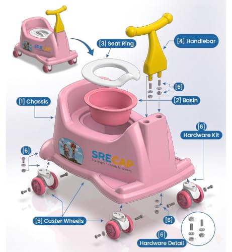 Image of The SRECAP 2-in-1 Potty Training Scooter is an innovative developmental tool designed to turn potty training into a fun, stress-free experience (Pink Colour)