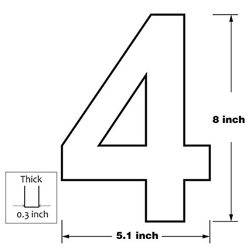 8 Inch Modern House Numbers- Premium Aluminum Floating Home Address Number With Elegant & Sophisticated Brushed Finish, Black, Number 4 #TOP1
