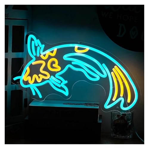 Luces de neón Luz De Neón De Pez, Letreros De Neón De Carpa Koi, Señal Luminosa Regulable Alimentada Por USB Para Dormitorio Bar Decoración De Pared De Fiesta 23.7cm×42.5cm(Segundo)