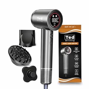 Ionische Fohn met Diffuser – Haardroger Krullen of Steil Haar - High-Speed voor 5x Sneller Pluisvrij Drogen - HD Display in Celsius, 5 Warmtestanden, 2 Snelheden, Magnetische Diffuser [Model 2026]