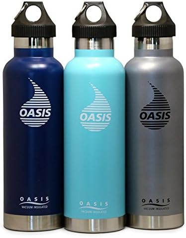 Oasis Stainless Steel Vacuum-Insulated Water Bottle, w/Leak Proof Loop Cap, Gray, 25oz