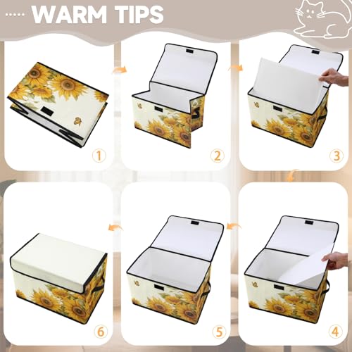 Image of Stackable Storage Bins with Lids,Closet Organizers Fabric Box for Home and Office,Blanket Clothes Organizers,Under Bed Storage Containers 3 Pack