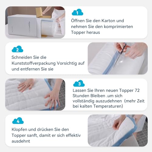 Amazon Basics Memoryschaum Matratzenauflage mit Bändern, 160 x 200 cm, 5 cm Höhe, weiß – Ansicht 9