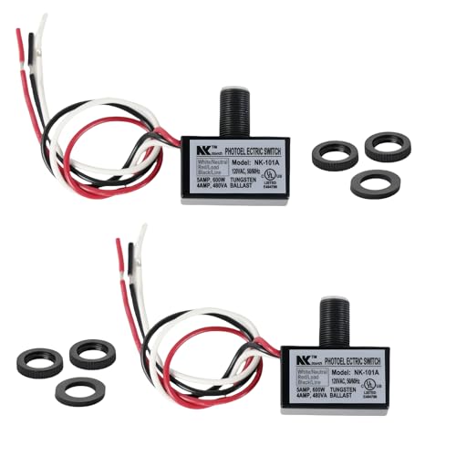 2-Pack 105V-130V AC Photocell Light SensorsAutomatic Dusk-to-Dawn Illumination Switches - WeatherproofFit for Outdoor Lighting Photoelectric Controls with Sunrise & Sunset Detection